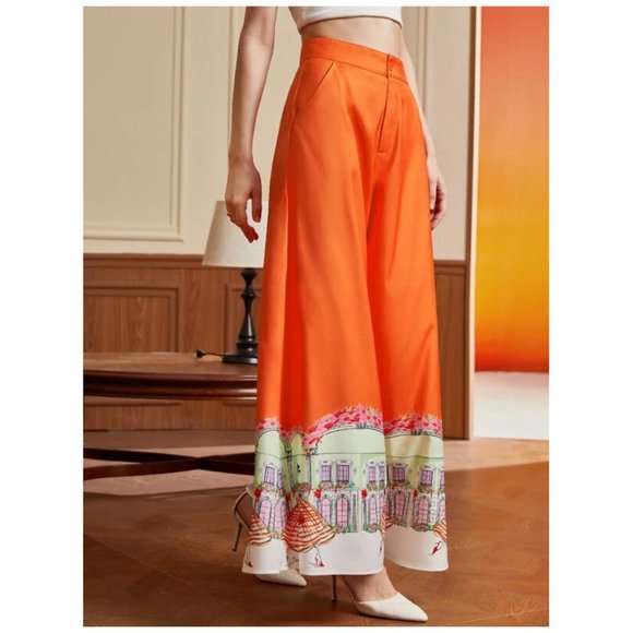 Francesca Lazzari x SHEIN | Figure and Floral Print Wide Leg Pants | NWT - Picture 3 of 6